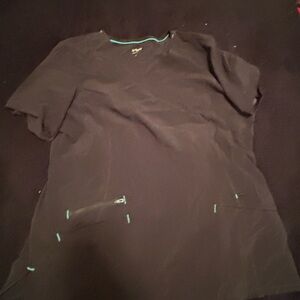 Black Scrub Top with Teal Accents